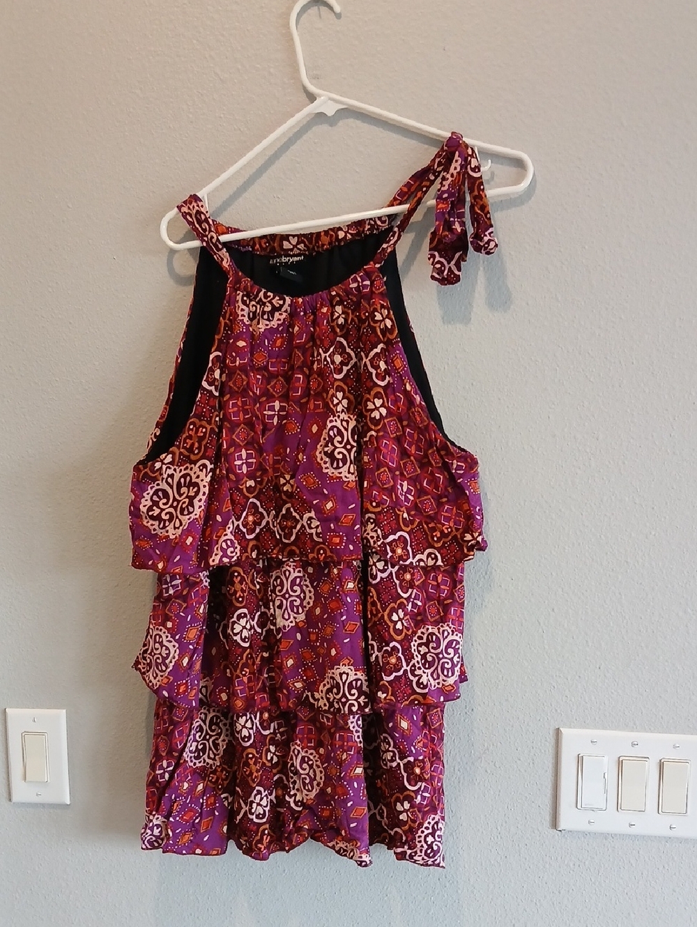 Lane Bryant 22 24 W Purple and Orange Printed Halter Top